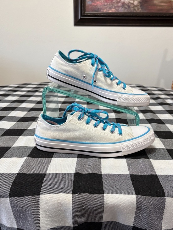 Converse Shoes - Converse All Star White Blue Low Lace Up Sneaker Shoes Women's Size 7.5
